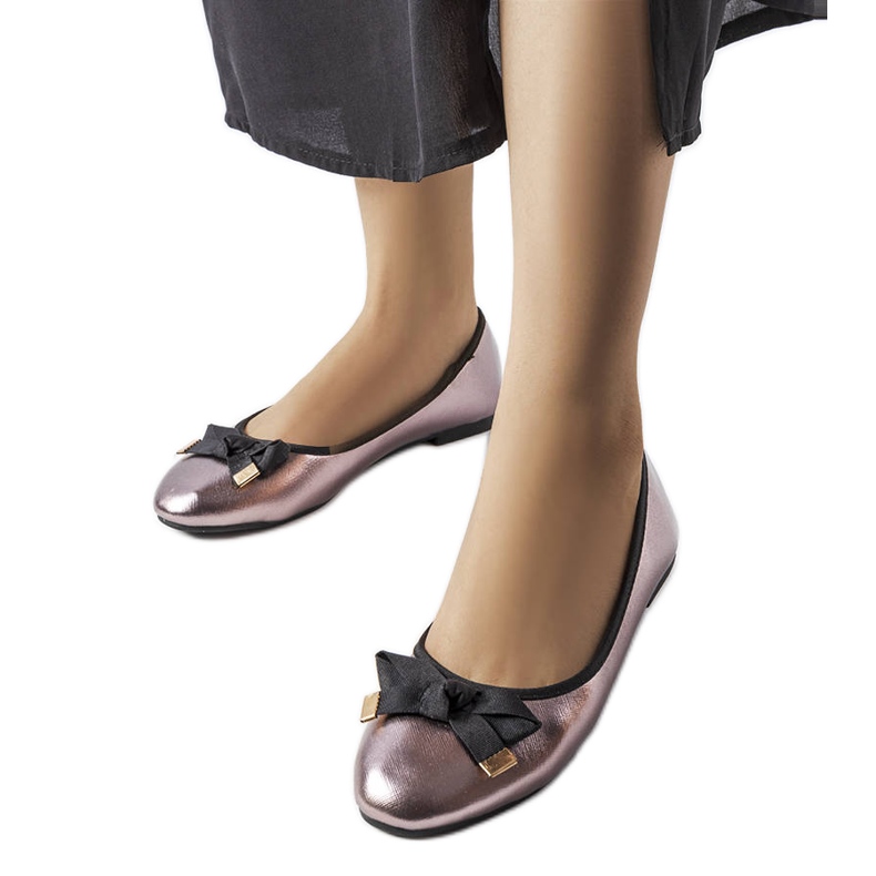 Ballerine argento metallizzato con fiocco Boro d'argento