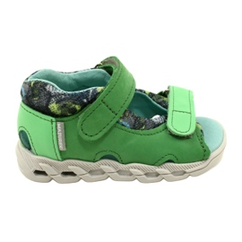 Sandali in pelle per bambini per chiusura strappo mazurek 1363 verde