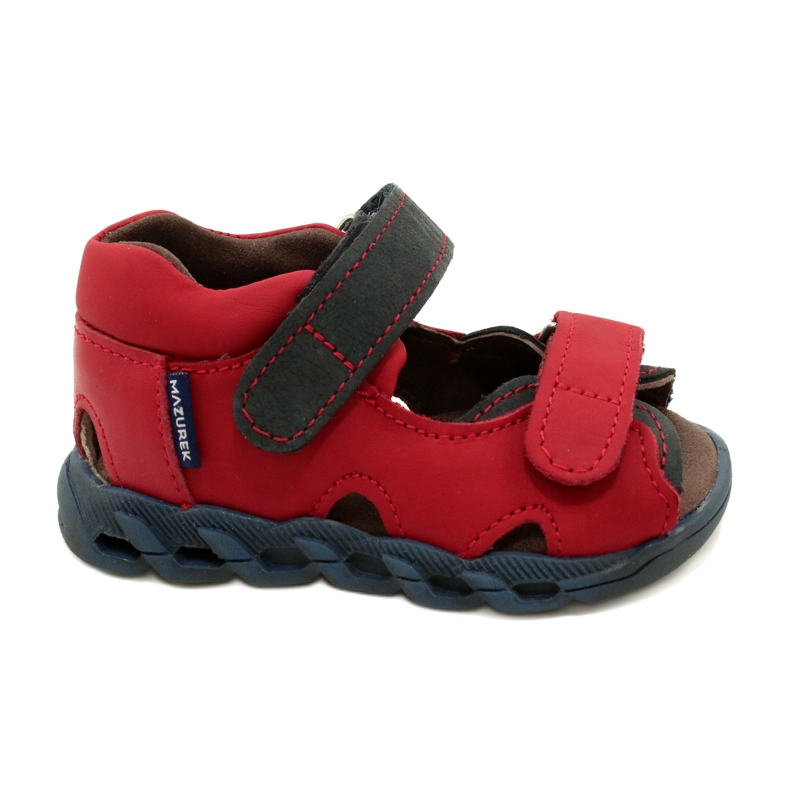 Sandali in pelle per bambini per velcro mazurek 1363 rosso