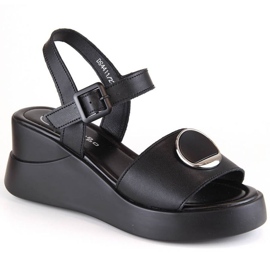 Sandali con zeppa Filippo in pelle W DS4411 neri nero