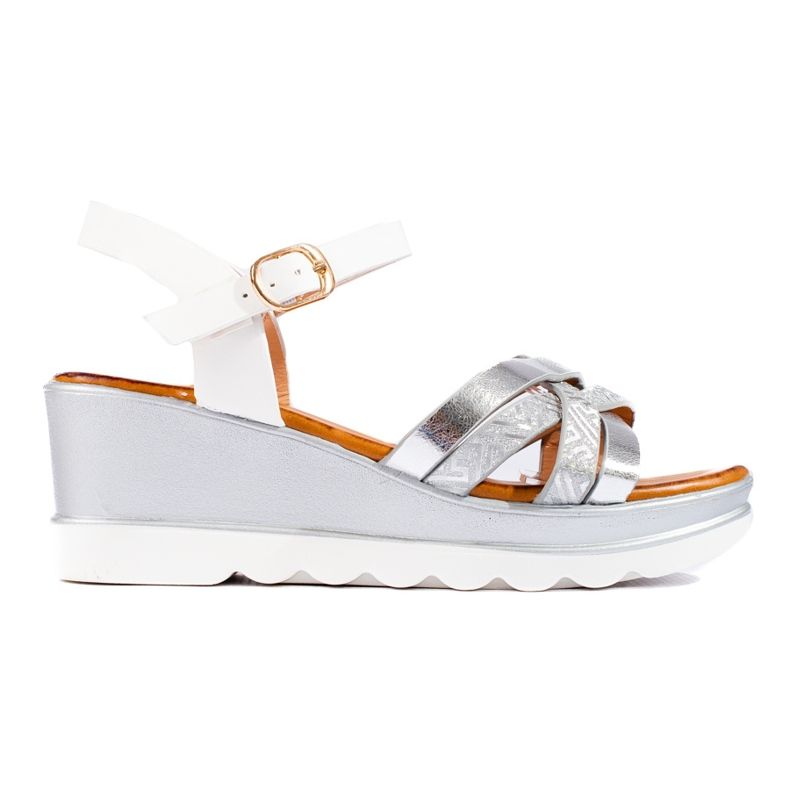 Sandalo donna con zeppa Shelovet bianco bianca