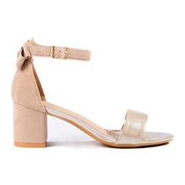 W. Potocki Sandali beige e oro con fiocco di Potocki