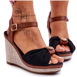 Sandali Donna Con Zeppa Con Decorazione Nero Candice