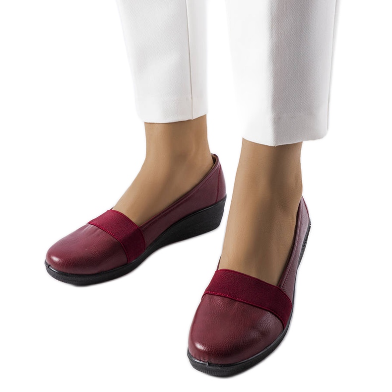 Scarpe con zeppa bordeaux di Bisson rosso