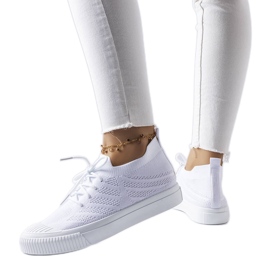 Sneakers bianche realizzate in tessuto elasticizzato di Polaire bianco