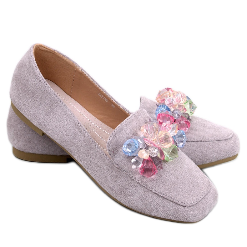 Mocassini Deley Grey con perline grigio