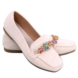 Mocassini Davitian Beige con strass