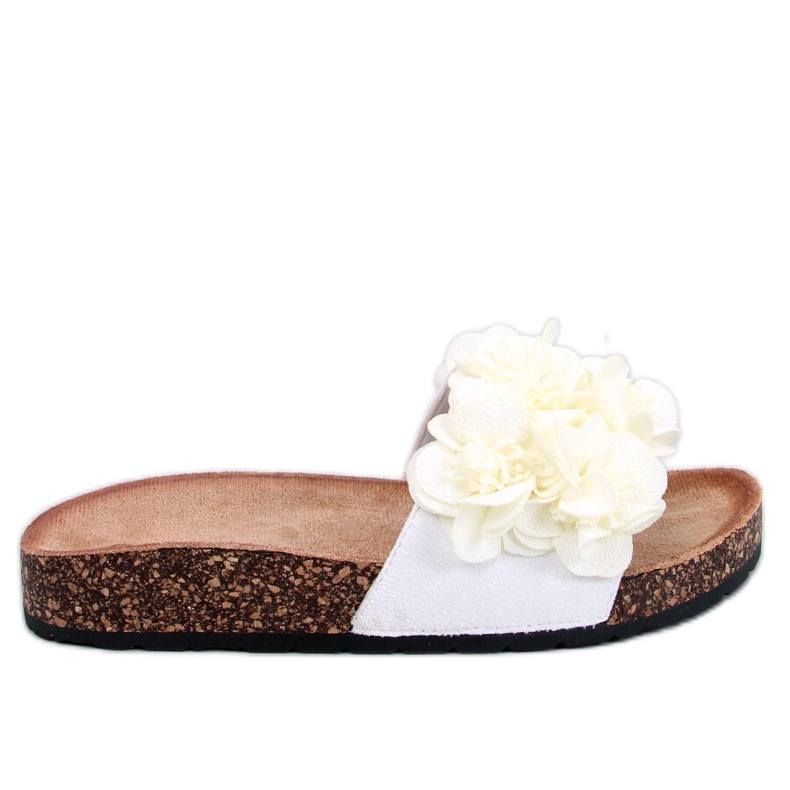 Pantofole in sughero con fiori Brice White bianca