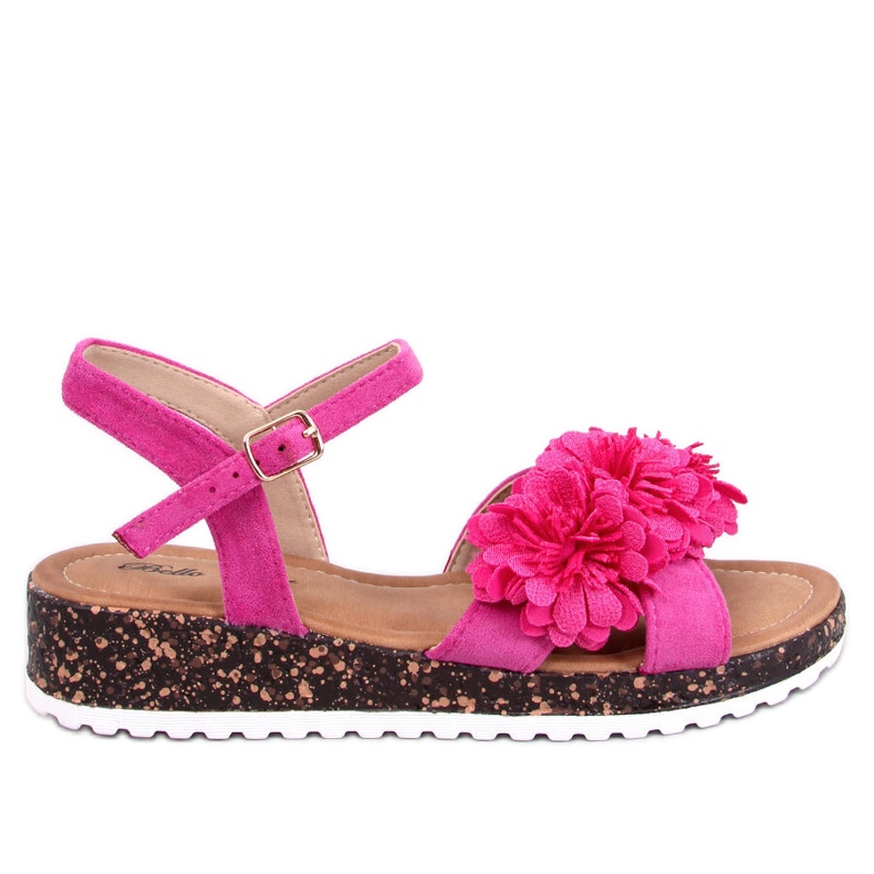 Sandali con zeppa con fiori Hahn Fucsia rosa