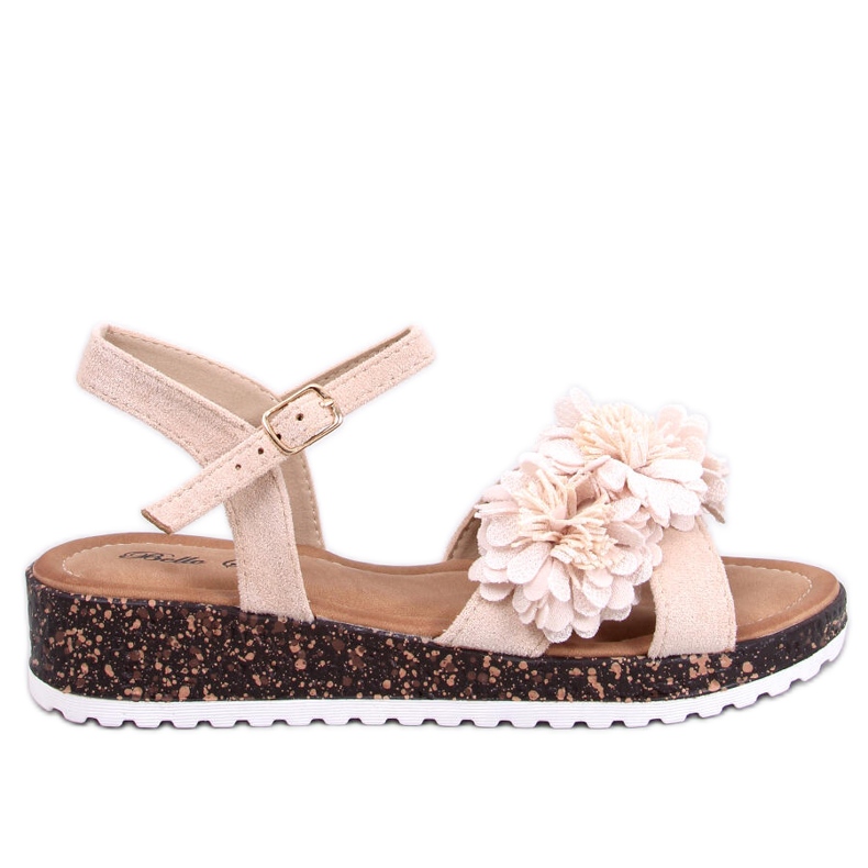 Hahn Sandali con zeppa floreali beige
