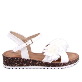 Sandali con zeppa a fiori di Hahn White bianco