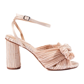 Sandalo Shelovet beige con tacco alto in tessuto