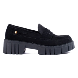 Mocassini Shelovet da donna in camoscio nero