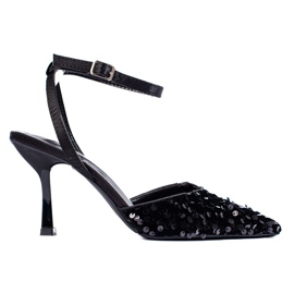 Sandali da donna in broccato sulla spilla Shelovet nero