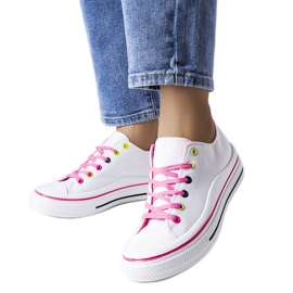 Sneakers con plateau bianche e rosa di Bois bianco