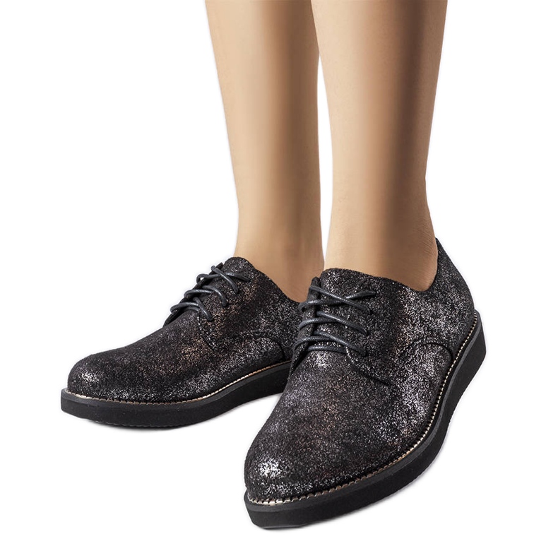 Scarpe in broccato glitter nero di Cemetery