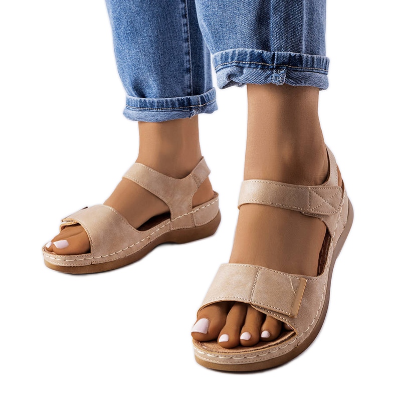 Sandali beige con zeppa bassa di Vallis