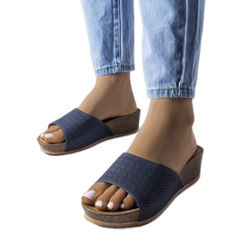 Cursori con zeppa traforati blu navy di Bourque