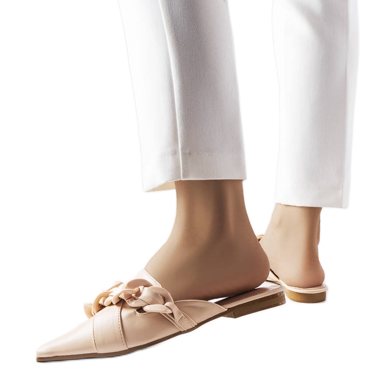 Sandali eleganti beige con catena di Patenaude