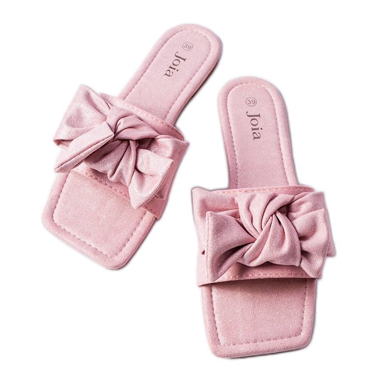 Eleganti pantofole con fiocco rosa di Thériault