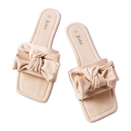 BM Eleganti ciabatte beige con fiocco di Thériault