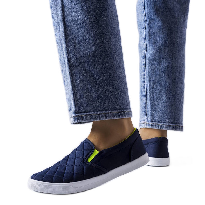 Sneakers senza lacci trapuntate blu navy di Gregory