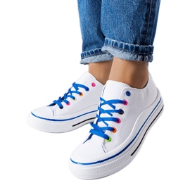 Sneakers con plateau bianche e blu di Bois bianca