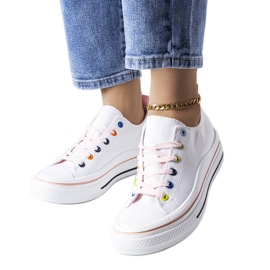 Sneakers con plateau bianche e rosa di Bois bianca