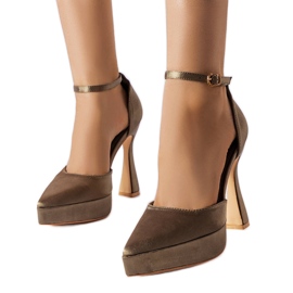 Décolleté con tacco alto verde oliva di Lowell