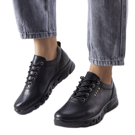 Brogue in pelle traforata nera di Brodeur nero
