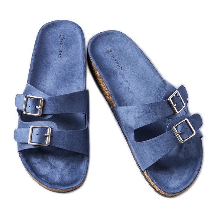 Ciabatte blu navy con suola in sughero Cincinna