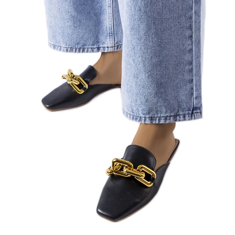 Ciabatte nere con catena Hickory nero