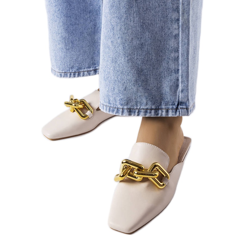 Ciabatte beige con catena Hickory