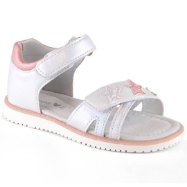 Evento Miss. Sandali argento con velcro per bambina