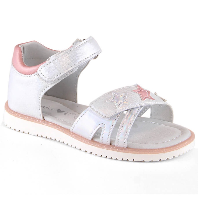 Evento Miss. Sandali argento con velcro per bambina d'argento