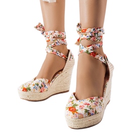 Espadrillas con zeppa a fiori Larivière beige