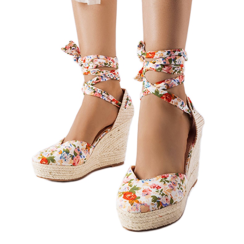 Espadrillas con zeppa a fiori Larivière beige
