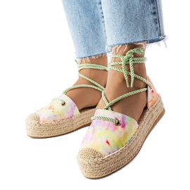 Espadrillas stringate verdi sulla piattaforma Duffet verde