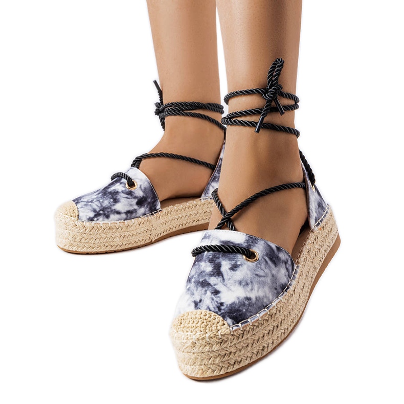 Espadrillas con plateau e lacci di colore nero di Duffet