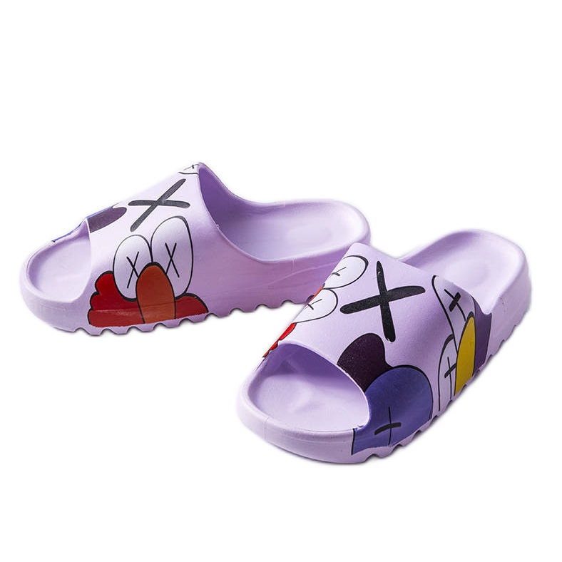 Pantofole viola con stampe