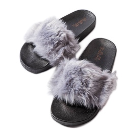 Pantofole grigie con pelliccia di Genevre grigio
