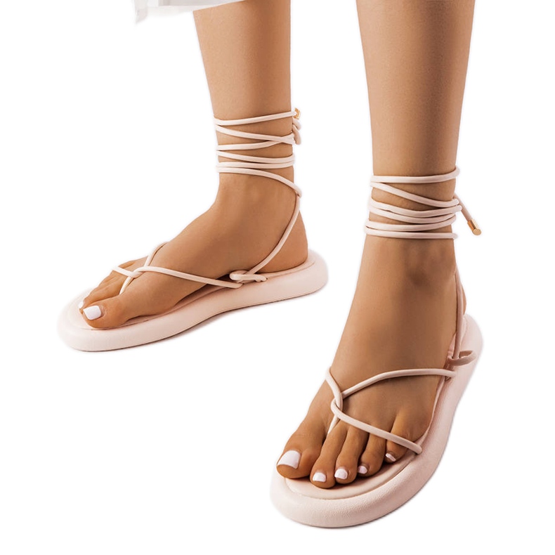 Sandali con lacci beige di Laurence