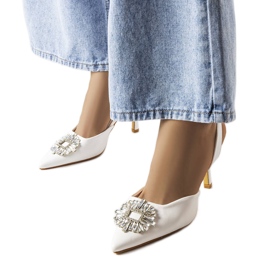 Décolleté Moïse con strass bianchi bianco