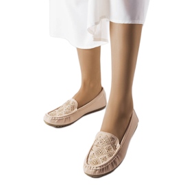 Mocassini beige decorati con strass Gamache