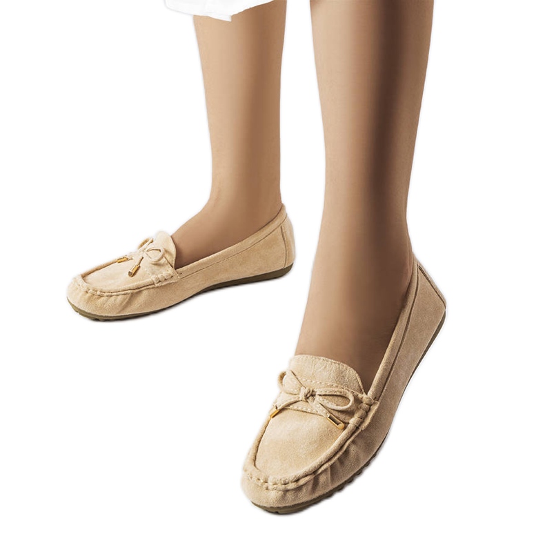 Mocassini beige con fiocco di Grasselli