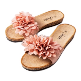 Pantofole rosa decorate con fiori Farland