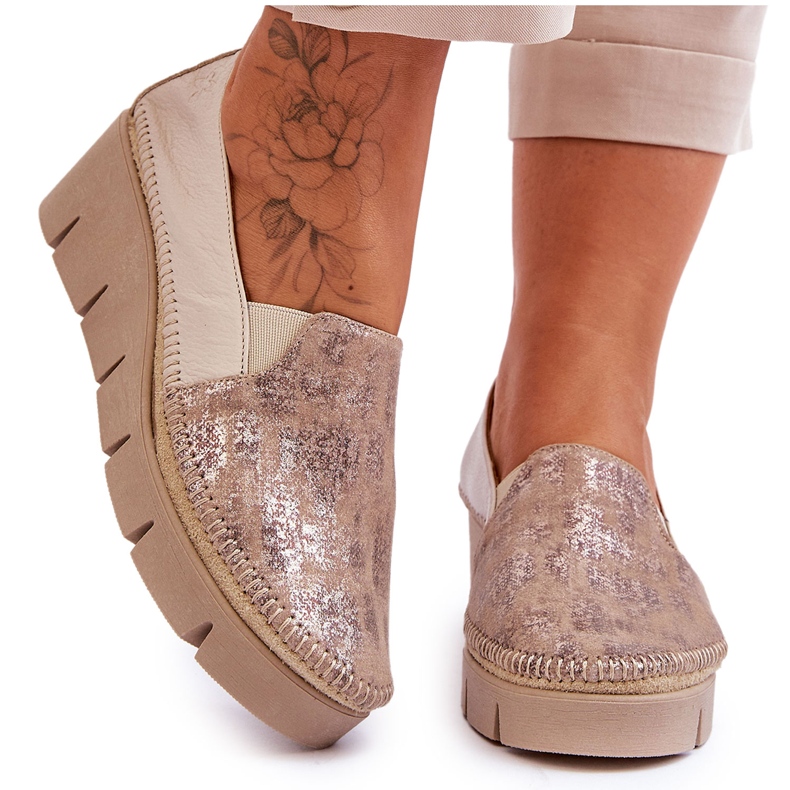 Sneakers con Zeppa in Pelle Maciejka 5814A-10 Beige