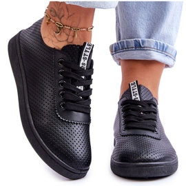 Sneakers stringate traforate da donna nere Carinel bianco