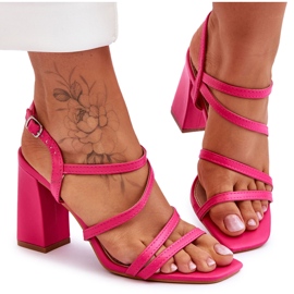 Sandali Di Pelle Su Un Tacco Florentina Fucsia rosa