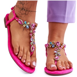 FB2 Infradito In Camoscio Rosa Con Pietre Frency